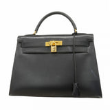 ★最終価格★SALE【6bb2890】エルメス ハンドバッグ ケリー32 ボックスカーフ ブラック ゴールド金具 〇Y刻印【中古】レディース