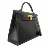 ★最終価格★SALE【6bb2890】エルメス ハンドバッグ ケリー32 ボックスカーフ ブラック ゴールド金具 〇Y刻印【中古】レディース