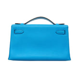 【6bb2891】エルメス ハンドバッグ ポシェットケリー スイフト ブルーザンジバル ゴールド金具 X刻印【中古】レディース