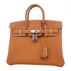 ★SALE【6bb2942-g】エルメス ハンドバッグ バーキン25 トゴ ゴールド シルバー金具 W刻印【中古】レディース