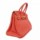 ★最終価格★SALE【6bb3007-h】エルメス ハンドバッグ バーキン35 トリヨンクレマンス ルージュピヴォワンヌ ゴールド金具 □P刻印【中古】レディース