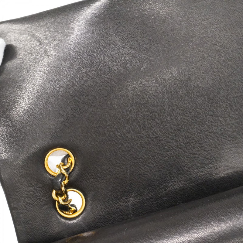 ★最終価格★SALE【6bc3277】シャネル ショルダーバッグ マトラッセ Wフラップ Wチェーン ラムスキン ブラック ゴールド金具【中古】レディース