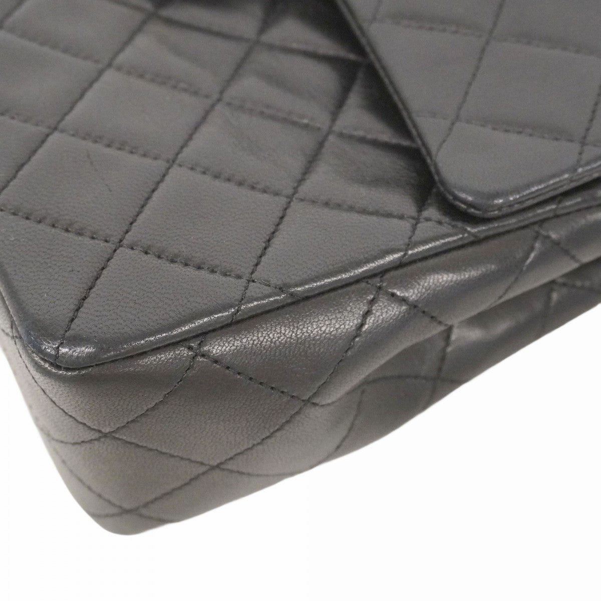 ★最終価格★SALE【6bc3277】シャネル ショルダーバッグ マトラッセ Wフラップ Wチェーン ラムスキン ブラック ゴールド金具【中古】レディース