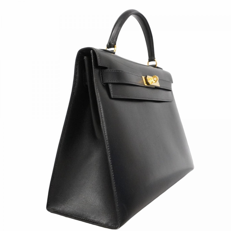 ★最終価格★SALE【6bc3281】エルメス ハンドバッグ ケリー32 ボックスカーフ ブラック ゴールド金具 〇W刻印【中古】レディース