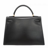 ★最終価格★SALE【6bc3281】エルメス ハンドバッグ ケリー32 ボックスカーフ ブラック ゴールド金具 〇W刻印【中古】レディース