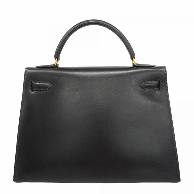 ★最終価格★SALE【6bc3281】エルメス ハンドバッグ ケリー32 ボックスカーフ ブラック ゴールド金具 〇W刻印【中古】レディース