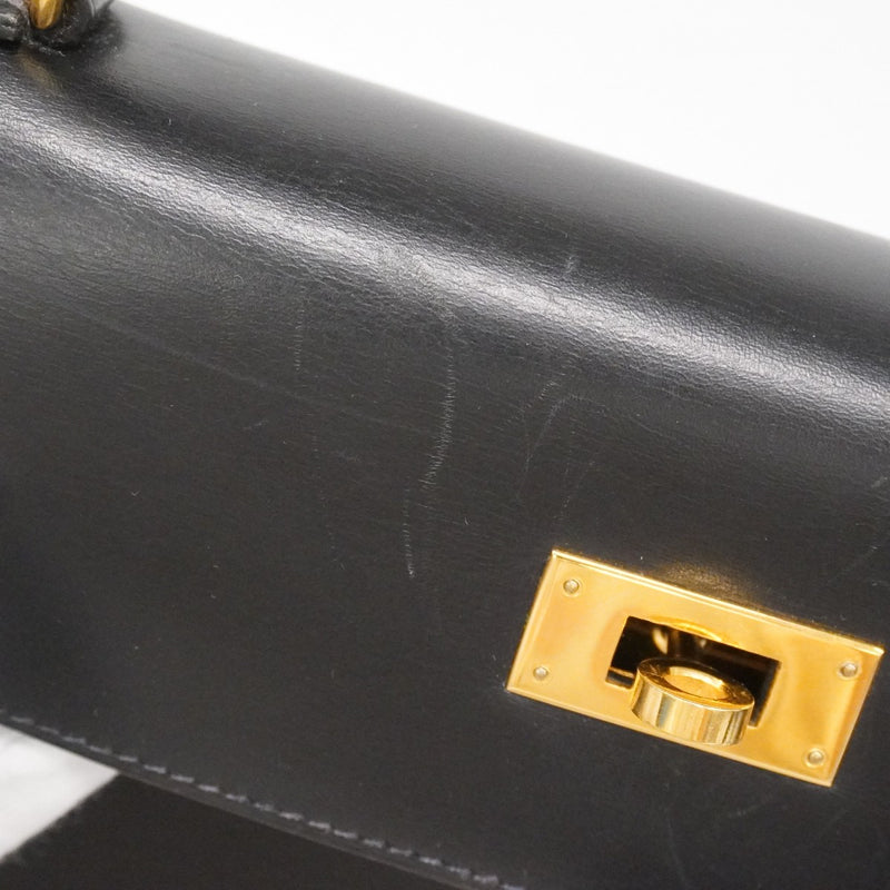 ★最終価格★SALE【6bc3281】エルメス ハンドバッグ ケリー32 ボックスカーフ ブラック ゴールド金具 〇W刻印【中古】レディース