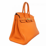 ★最終価格★SALE【6bc3283】エルメス ハンドバッグ バーキン35 トリヨンクレマンス オレンジ ゴールド金具 □N刻印【中古】レディース