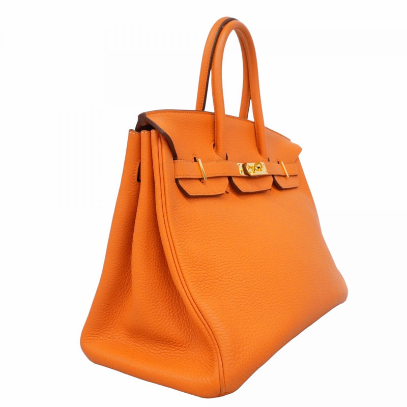 ★最終価格★SALE【6bc3283】エルメス ハンドバッグ バーキン35 トリヨンクレマンス オレンジ ゴールド金具 □N刻印【中古】レディース
