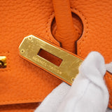 ★最終価格★SALE【6bc3283】エルメス ハンドバッグ バーキン35 トリヨンクレマンス オレンジ ゴールド金具 □N刻印【中古】レディース