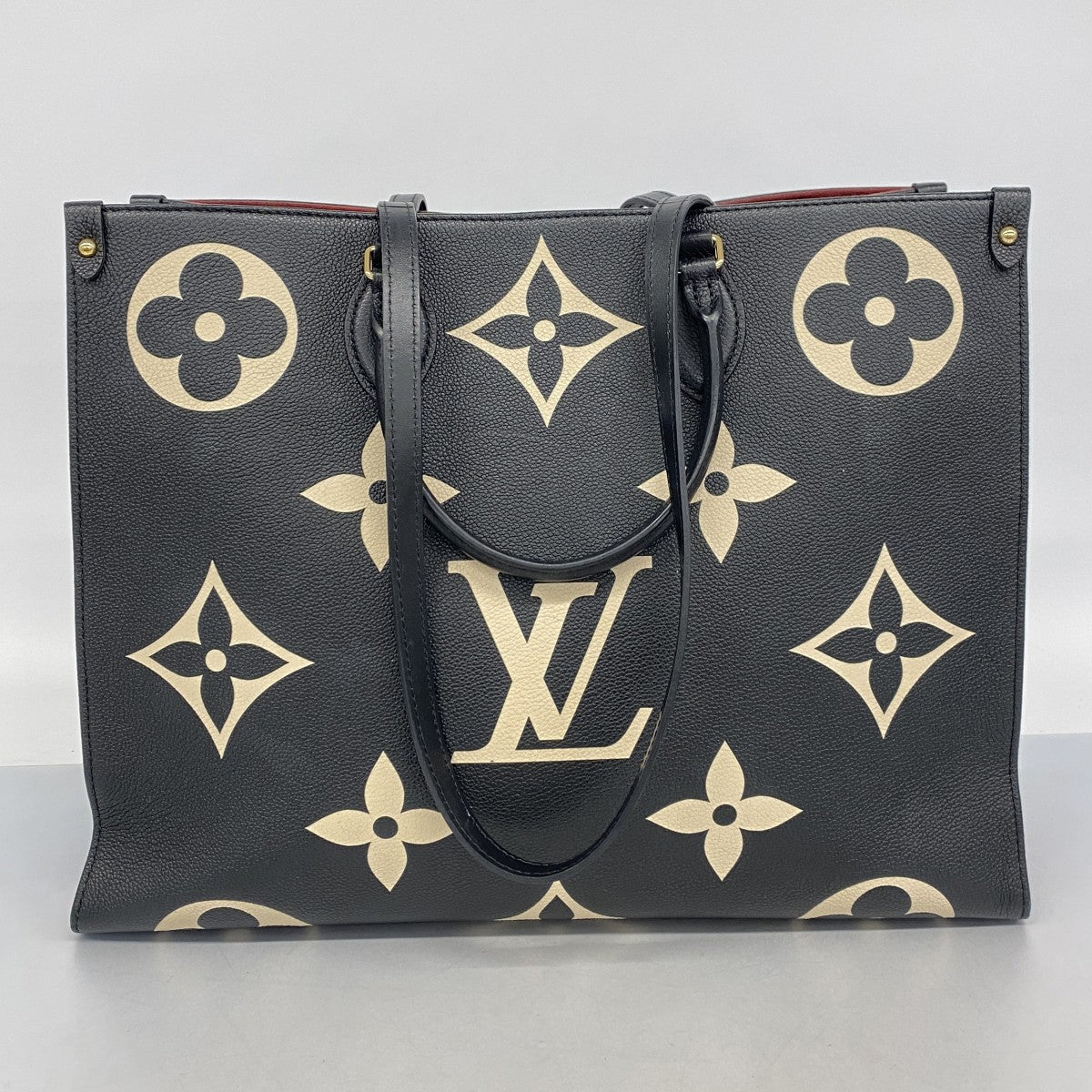 【6bc3310】ルイヴィトン トートバッグ モノグラム・アンプラント バイカラー オンザゴーGM M45945 ブラック ベージュ 2wayバッグ【中古】レディース