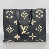 【6bc3310】ルイヴィトン トートバッグ モノグラム・アンプラント バイカラー オンザゴーGM M45945 ブラック ベージュ 2wayバッグ【中古】レディース