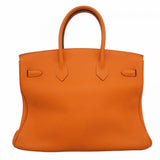★最終価格★SALE【6bc3312】エルメス ハンドバッグ バーキン35 トゴ オレンジ シルバー金具 □J刻印【中古】レディース