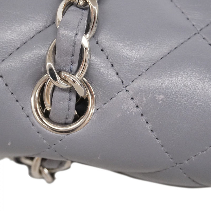 ★最終価格★SALE【6bc3314】シャネル ショルダーバッグ デカマトラッセ Wフラップ Wチェーン ラムスキン グレー シルバー金具【中古】レディース