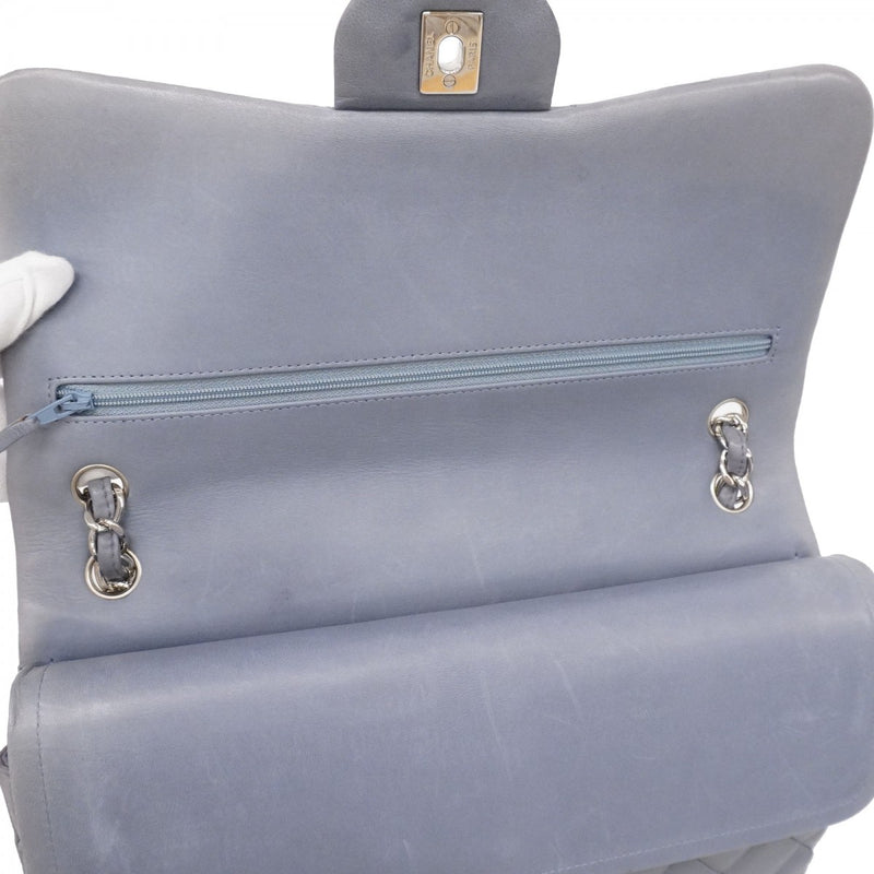 ★最終価格★SALE【6bc3314】シャネル ショルダーバッグ デカマトラッセ Wフラップ Wチェーン ラムスキン グレー シルバー金具【中古】レディース