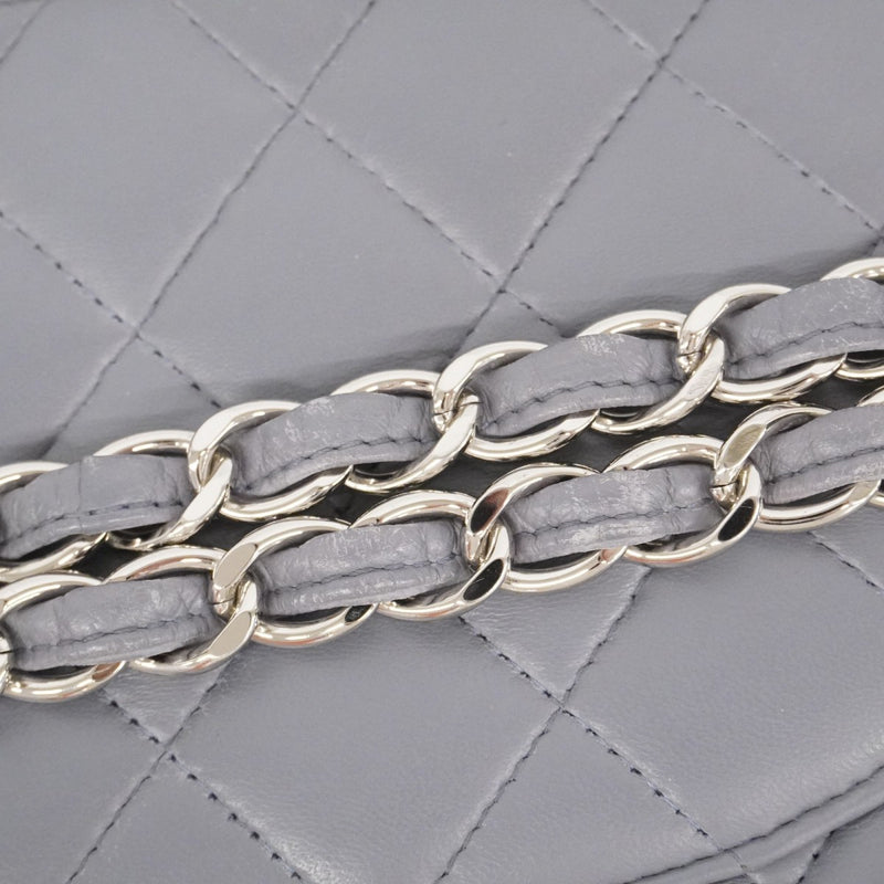 ★最終価格★SALE【6bc3314】シャネル ショルダーバッグ デカマトラッセ Wフラップ Wチェーン ラムスキン グレー シルバー金具【中古】レディース
