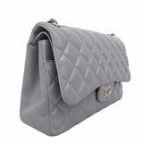 ★最終価格★SALE【6bc3314】シャネル ショルダーバッグ デカマトラッセ Wフラップ Wチェーン ラムスキン グレー シルバー金具【中古】レディース