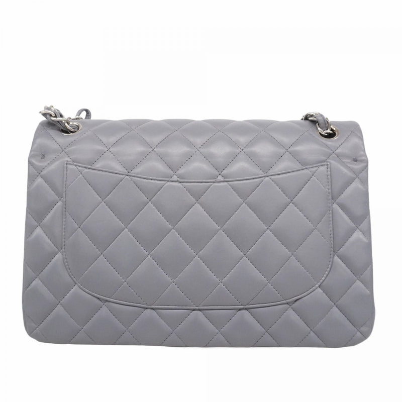 ★最終価格★SALE【6bc3314】シャネル ショルダーバッグ デカマトラッセ Wフラップ Wチェーン ラムスキン グレー シルバー金具【中古】レディース