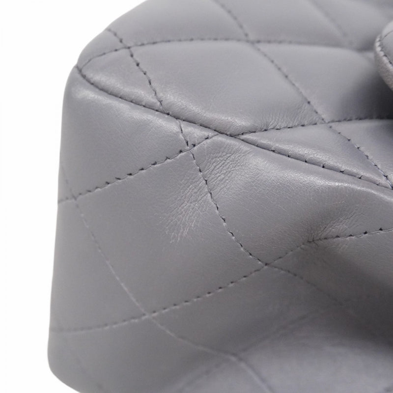 ★最終価格★SALE【6bc3314】シャネル ショルダーバッグ デカマトラッセ Wフラップ Wチェーン ラムスキン グレー シルバー金具【中古】レディース