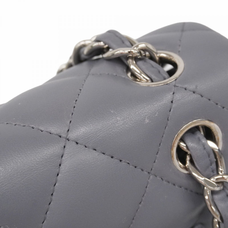 ★最終価格★SALE【6bc3314】シャネル ショルダーバッグ デカマトラッセ Wフラップ Wチェーン ラムスキン グレー シルバー金具【中古】レディース
