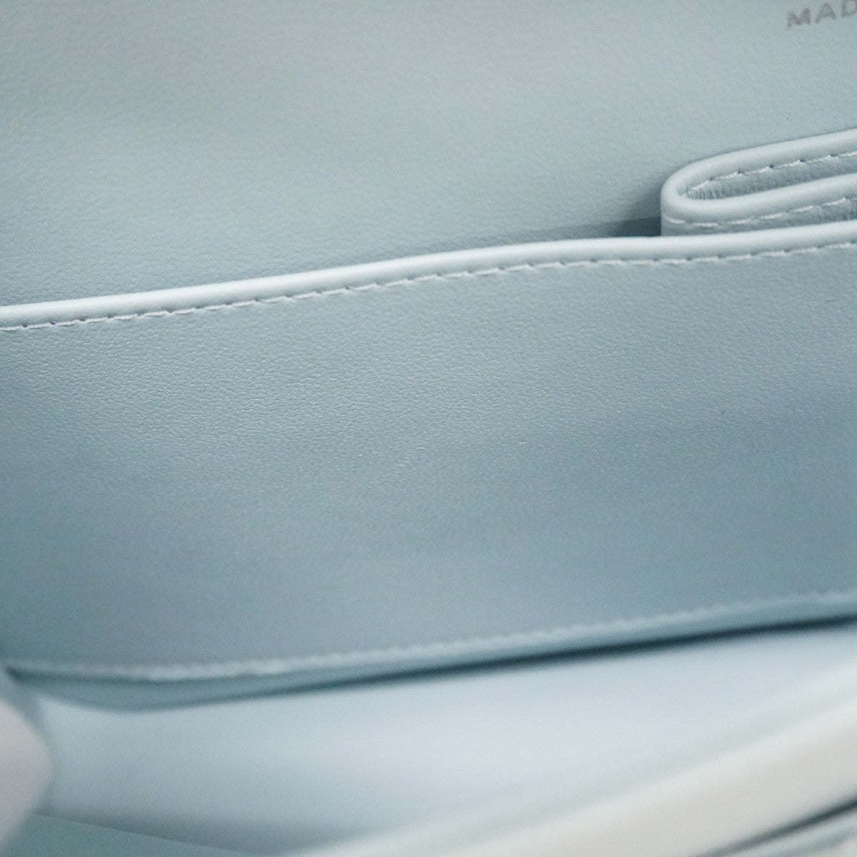 ★最終価格★SALE【6bc3319】シャネル ショルダーバッグ マトラッセ Wフラップ Wチェーン キャビアスキン アクアブルー シルバー金具【中古】レディース