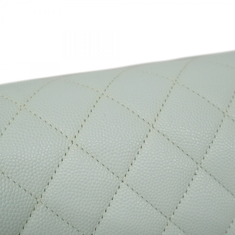 ★最終価格★SALE【6bc3319】シャネル ショルダーバッグ マトラッセ Wフラップ Wチェーン キャビアスキン アクアブルー シルバー金具【中古】レディース