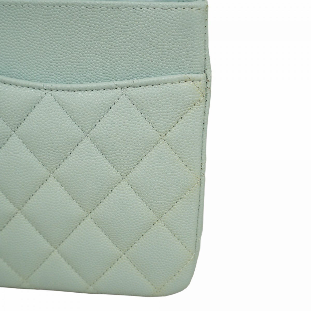 ★最終価格★SALE【6bc3319】シャネル ショルダーバッグ マトラッセ Wフラップ Wチェーン キャビアスキン アクアブルー シルバー金具【中古】レディース