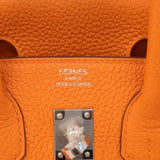 ★SALE【6bc3422-g】エルメス ハンドバッグ バーキン25 トゴ オレンジ シルバー金具 W刻印【中古】レディース
