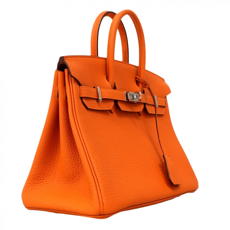 ★SALE【6bc3422-g】エルメス ハンドバッグ バーキン25 トゴ オレンジ シルバー金具 W刻印【中古】レディース