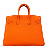 ★SALE【6bc3422-g】エルメス ハンドバッグ バーキン25 トゴ オレンジ シルバー金具 W刻印【中古】レディース