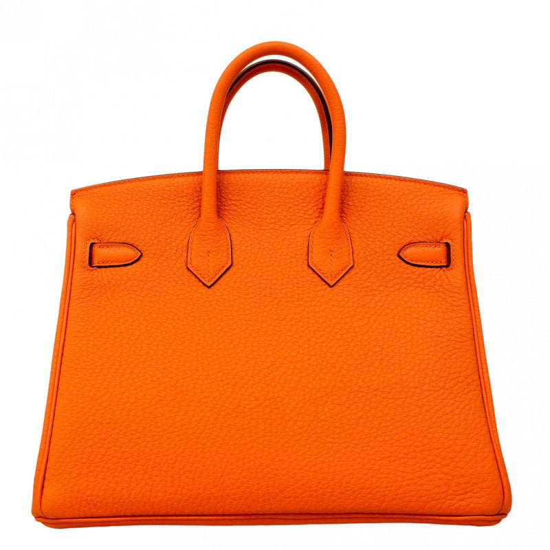 ★SALE【6bc3422-g】エルメス ハンドバッグ バーキン25 トゴ オレンジ シルバー金具 W刻印【中古】レディース