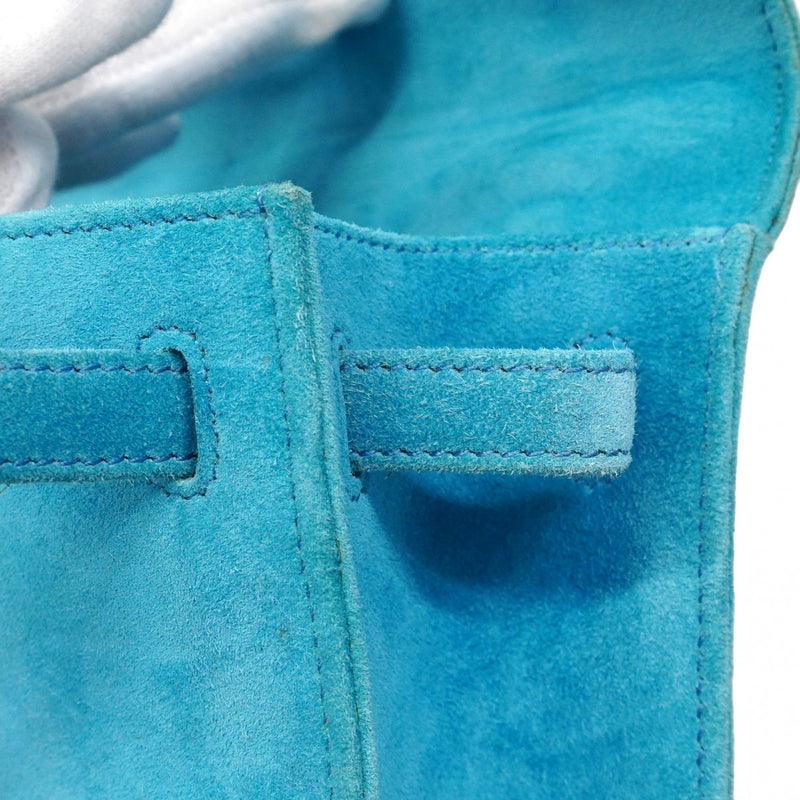 ★最終価格★SALE【6bc3553】エルメス ハンドバッグ ポシェットケリー ドブリス ブルーアトール シルバー金具 □J刻印【中古】レディース