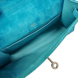 ★最終価格★SALE【6bc3553】エルメス ハンドバッグ ポシェットケリー ドブリス ブルーアトール シルバー金具 □J刻印【中古】レディース