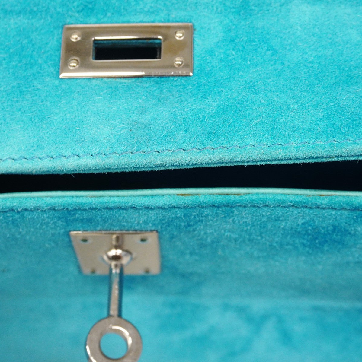 ★最終価格★SALE【6bc3553】エルメス ハンドバッグ ポシェットケリー ドブリス ブルーアトール シルバー金具 □J刻印【中古】レディース