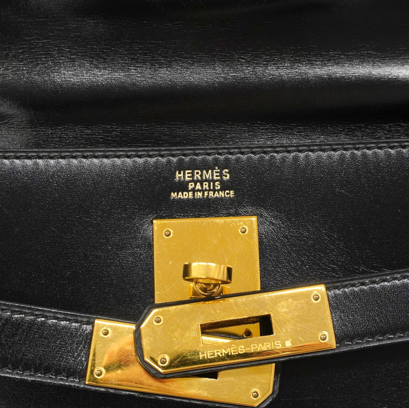 ★最終価格★SALE【6bc3622】エルメス ハンドバッグ ケリー32 ボックスカーフ ブラック ゴールド金具 〇P刻印【中古】レディース