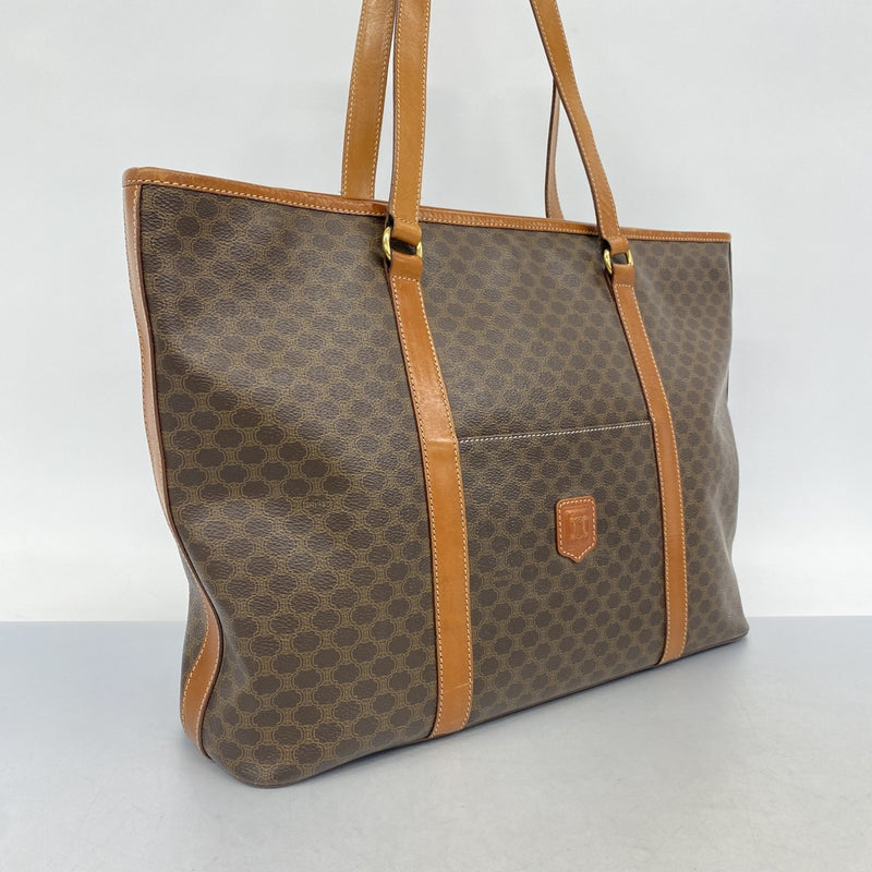 6bc4062-k】セリーヌ トートバッグ マカダム PVC ブラウン ゴールド