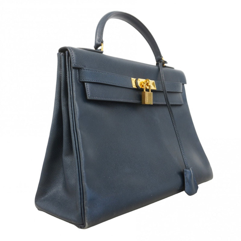 ★SALE【6bc4108】エルメス ハンドバッグ ケリー32 クシュベル ネイビー ゴールド金具 〇S刻印【中古】レディース