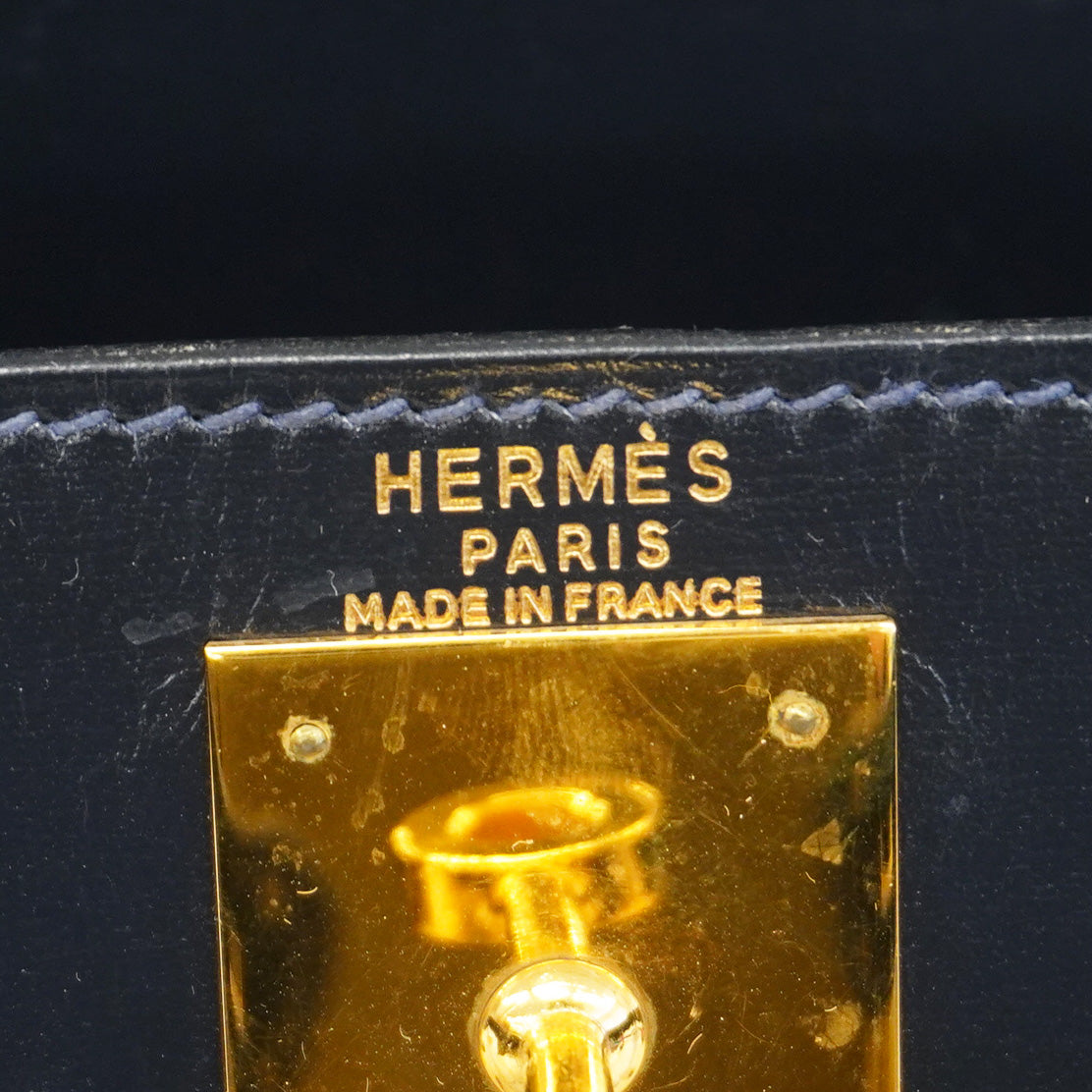 ★SALE【6bc4126-h】エルメス ハンドバッグ ケリー28 ボックスカーフ ネイビー ゴールド金具 ○T刻印 2wayバッグ【中古】レディース