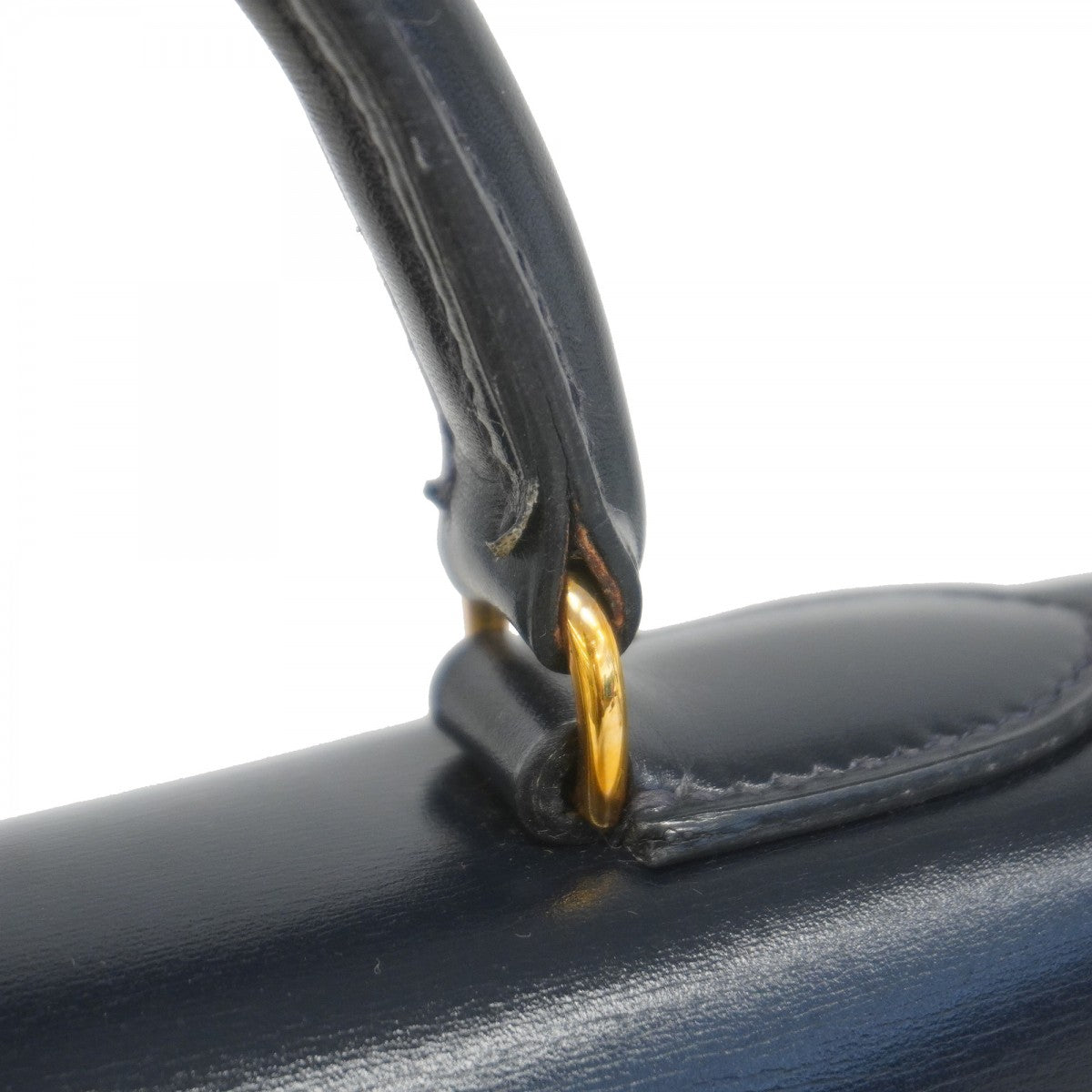 ★SALE【6bc4126-h】エルメス ハンドバッグ ケリー28 ボックスカーフ ネイビー ゴールド金具 ○T刻印 2wayバッグ【中古】レディース