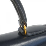 ★SALE【6bc4126-h】エルメス ハンドバッグ ケリー28 ボックスカーフ ネイビー ゴールド金具 ○T刻印 2wayバッグ【中古】レディース