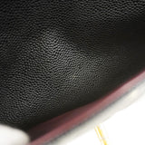 ★SALE【6bc4213】シャネル ショルダーバッグ デカマトラッセ Wフラップ Wチェーン キャビアスキン ブラック ゴールド金具【中古】レディース