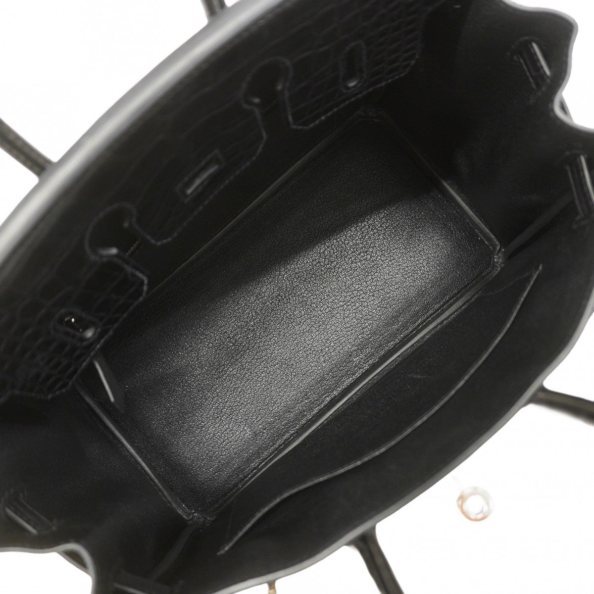 【6bc4215-g】エルメス ハンドバッグ バーキン25タッチ アリゲーターマット トゴ ブラック シルバー金具 U刻印【中古】レディース