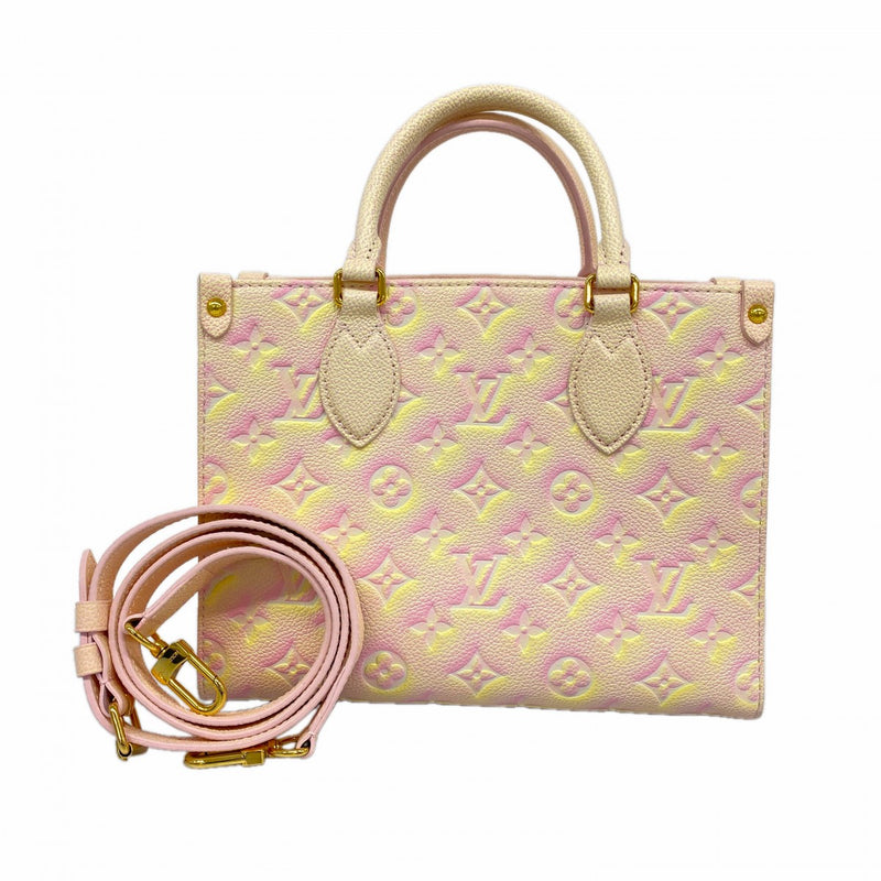 【6bc4246】ルイヴィトン ハンドバッグ モノグラム・アンプラント オンザゴーPM M46168 サマースターダスト 2wayバッグ【中古】レディース