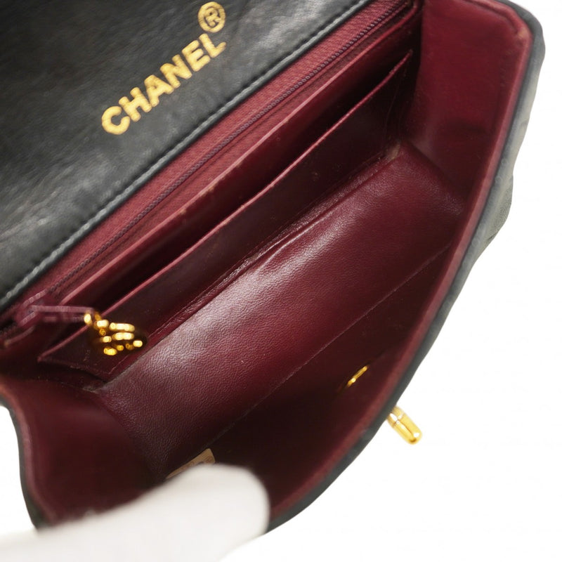 ★SALE【6bc4336】シャネル ショルダーバッグ ミニマトラッセ チェーンショルダー ラムスキン ブラック ゴールド金具【中古】レディース