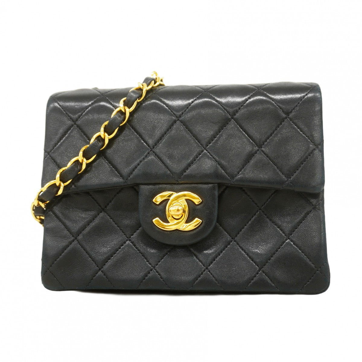 ★SALE【6bc4336】シャネル ショルダーバッグ ミニマトラッセ チェーンショルダー ラムスキン ブラック ゴールド金具【中古】レディース