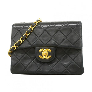 ★SALE【6bc4336】シャネル ショルダーバッグ ミニマトラッセ チェーンショルダー ラムスキン ブラック ゴールド金具【中古】レディース