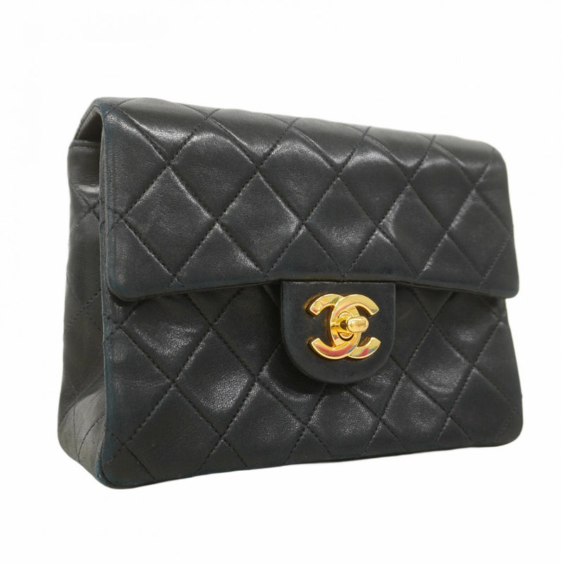 ★SALE【6bc4336】シャネル ショルダーバッグ ミニマトラッセ チェーンショルダー ラムスキン ブラック ゴールド金具【中古】レディース