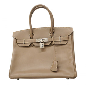 ★SALE【6bd4624】エルメス ハンドバッグ バーキン30 ヴォーエプソン エトゥープ シルバー金具 □L刻印【中古】レディース