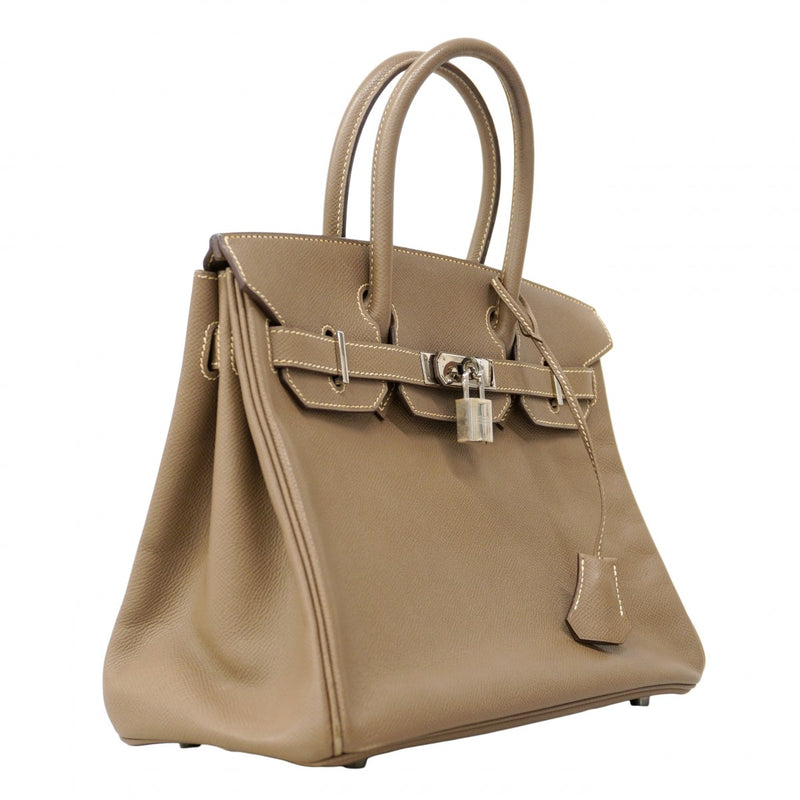 ★SALE【6bd4624】エルメス ハンドバッグ バーキン30 ヴォーエプソン エトゥープ シルバー金具 □L刻印【中古】レディース