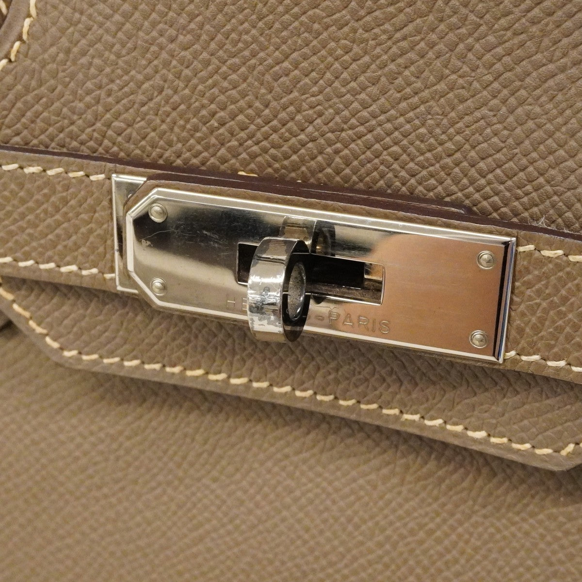 ★SALE【6bd4624】エルメス ハンドバッグ バーキン30 ヴォーエプソン エトゥープ シルバー金具 □L刻印【中古】レディース